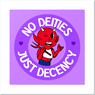 No Deities Just Decency - Cute Queer Atheist Devil Posters and Art